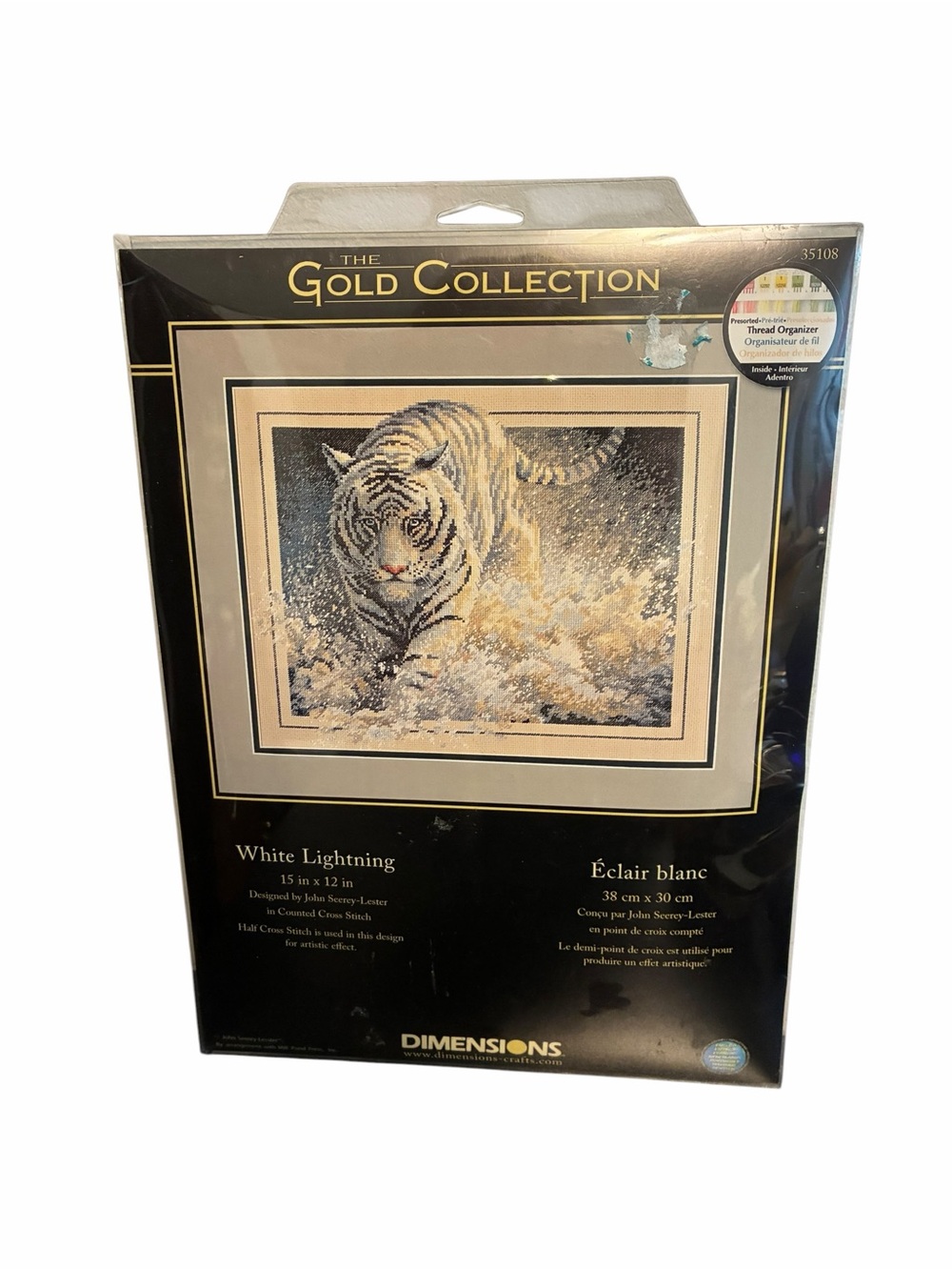 Dimensions Gold Collection White Lightning White Tiger Cross Stitch Kit 35108